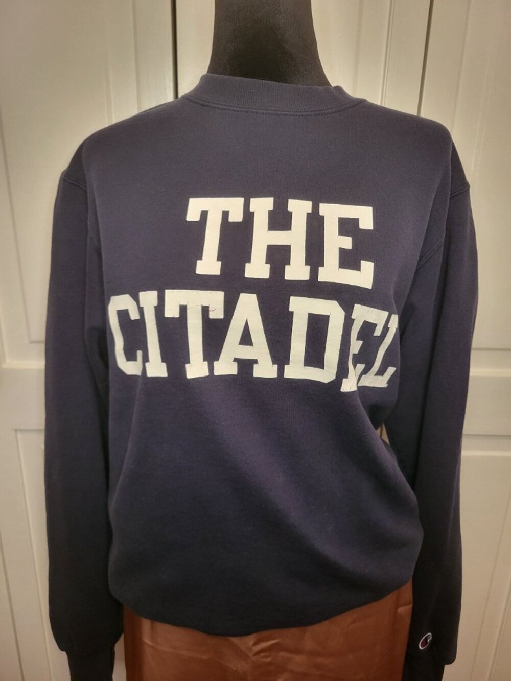 Champion Navy White The Citadel Sweatshirt S Unisex Preppy College Academia